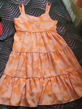 Sanctuary Girls' Orange and Peach Floral Tiered Sundress